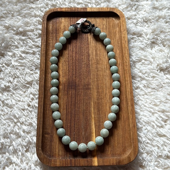 Authentic Jade Bead Necklace 925A - Picture 1 of 9